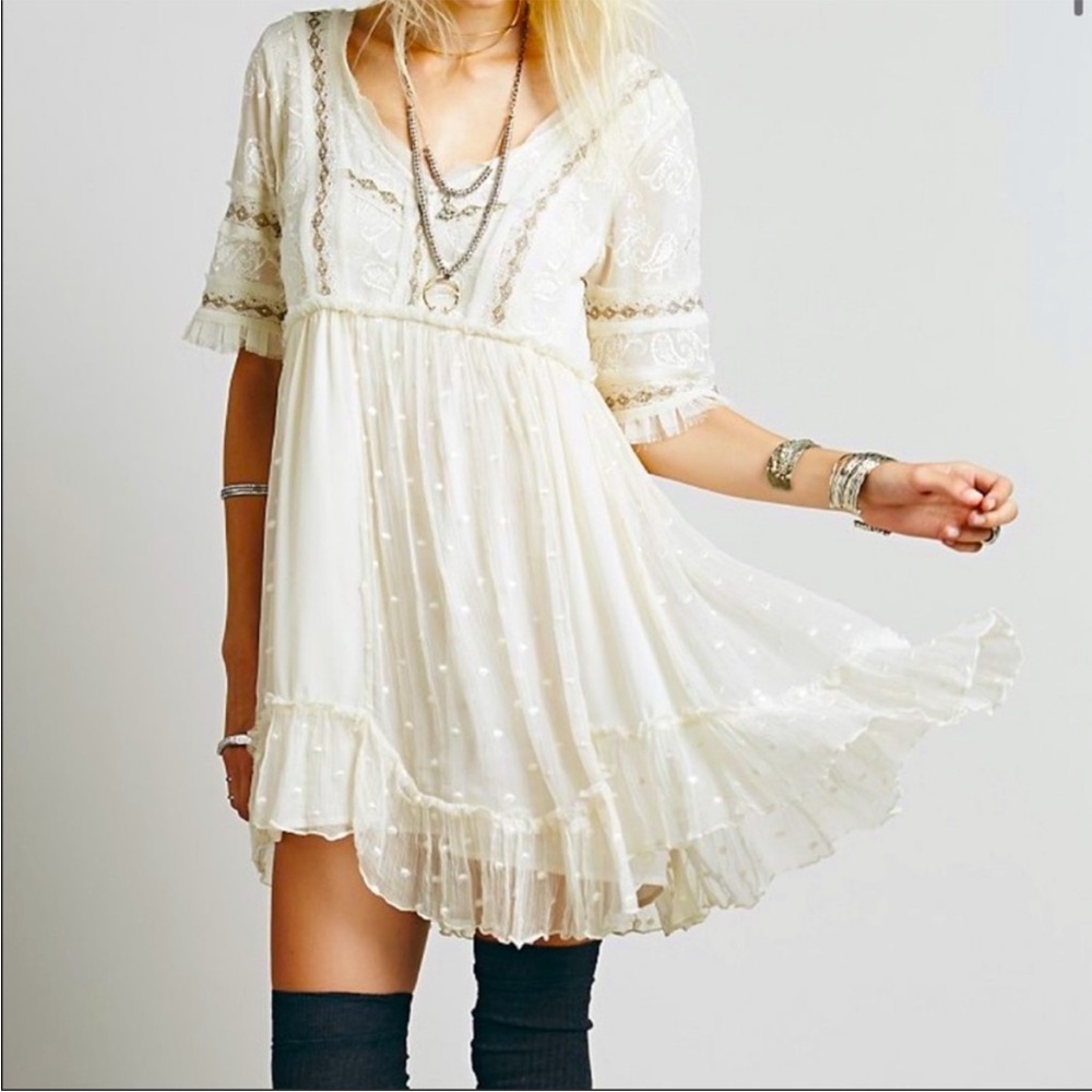 Free People Cream Lace Dress